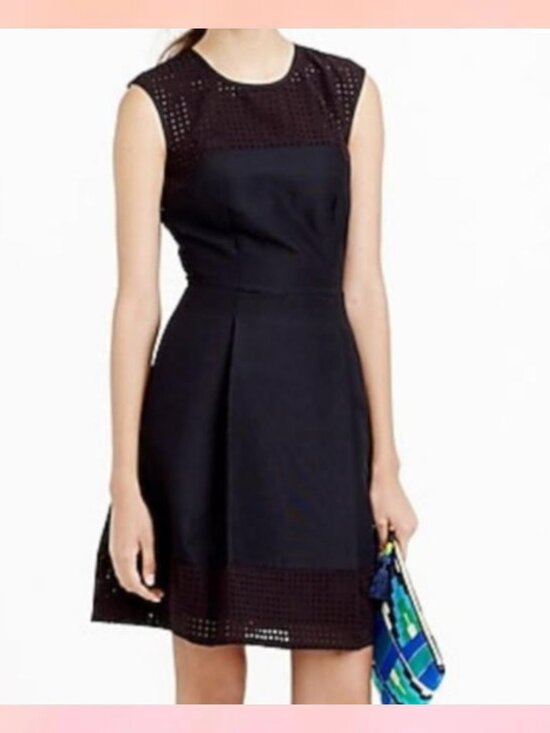 J. Crew Black Fit & Flare Dress - Size 10 - Picture 1 of 4